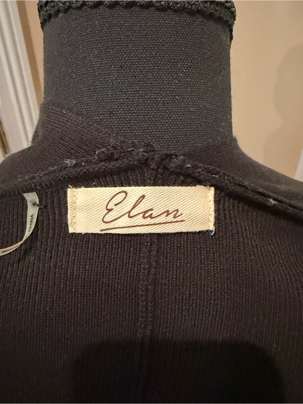 Elan Black Wrap Cape with White Stripe Trim - Picture 4 of 4